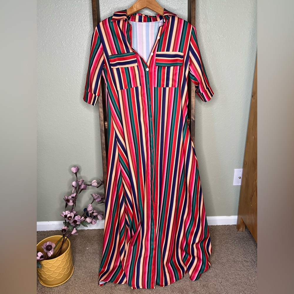 Striped Multicolor Maxi Dress